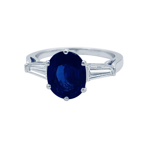 Bague 52 Bague saphir, platine et diamants. 58 Facettes 32357