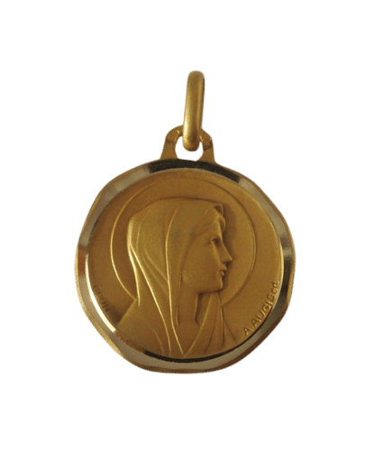 Augis - Médaille pendentif Vierge et Bernadette vintage en or jaune 18 carats 58 Facettes