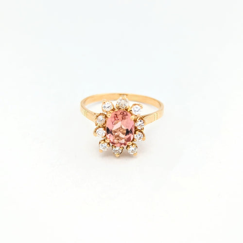 Bague Bague Marguerite en or jaune diamants et tourmaline 58 Facettes 30590