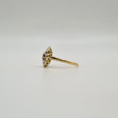 Bague 54 Bague fleur or jaune sertie de saphirs et diamants 58 Facettes