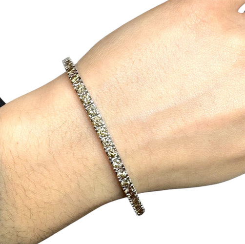 Bracelet Bracelet Tennis Diamants Brown 7.5ct – Or blanc 18K – 17.8g 58 Facettes