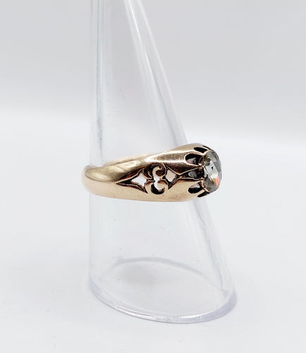 Bague 56.5 Bague jonc bombé antique en or 14k et diamant taille rose 58 Facettes A06623