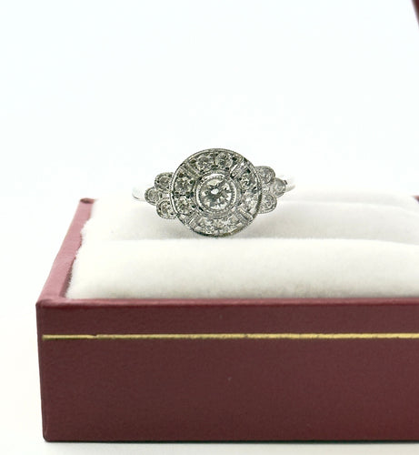 戒指 Art Deco 白金和钻石