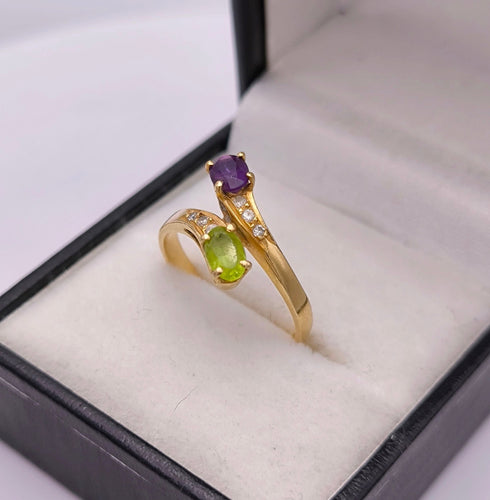 Bague 54.5 Bague Toi et Moi vintage péridot améthyste 58 Facettes