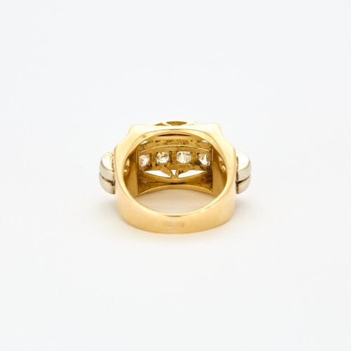 Bague 44 Bague tank pont or jaune platine diamants 58 Facettes