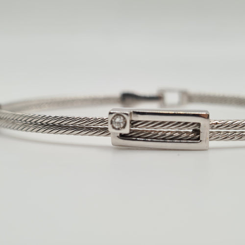 Bracelet Bracelet or blanc serti d'un diamant 58 Facettes