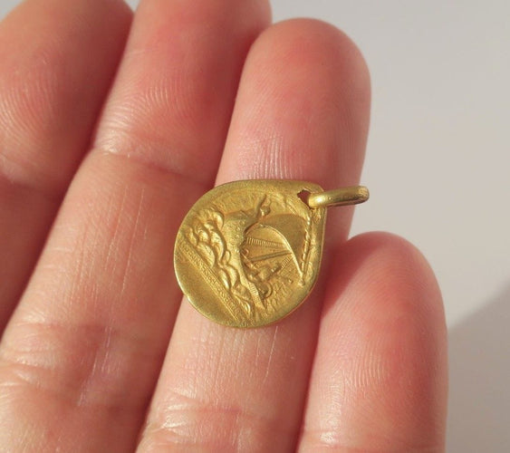 Rasumny - Medaljon privezak Art Nouveau dvostrani Sveti Đorđe u žutom zlatu 18k 