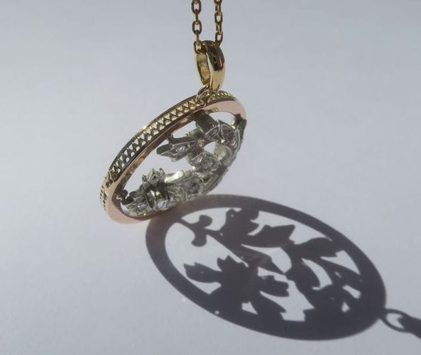Pendentif Pendentif Art Nouveau fleur Diamants Or rose et argent 58 Facettes