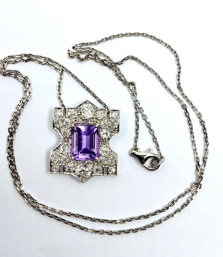 Pendentif Pendentif Platine Améthyste Diamants 58 Facettes AB109