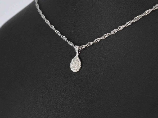 Pendentif Pendentif en or blanc en forme de goutte avec diamants 58 Facettes 2077