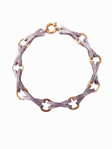 Bracelet Bracelet bicolore or blanc et or jaune 18K diamants 58 Facettes Brac.lien.DV.44