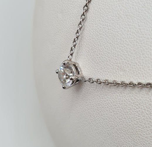 Collier Collier or blanc serti d'un diamants 58 Facettes