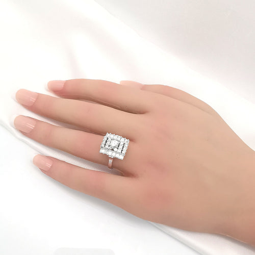 Bague 55 Bague or blanc diamants certifié HRD 58 Facettes