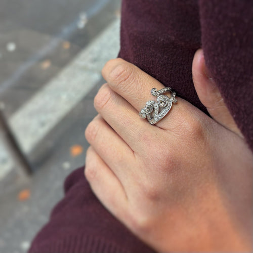 Bague 55 Bague Asymétriques - Or Blanc & Diamants 58 Facettes 250070SP