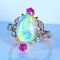 Bague 53 Bague en or jaune, opale, diamants et rubis. Vers 1900. 58 Facettes AB639