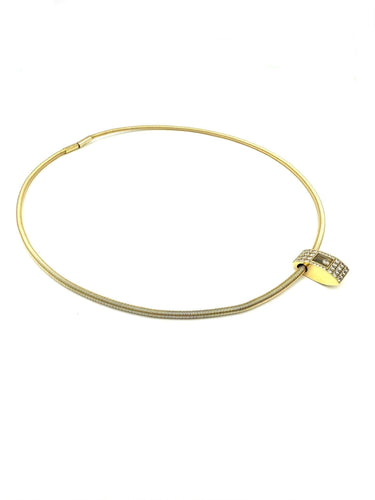 Collier CHOPARD. Collection "Happy Diamonds", collier or jaune 18K et diamants 58 Facettes