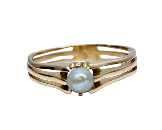 1900'ler civarı ince inci pembe altın yüzük 