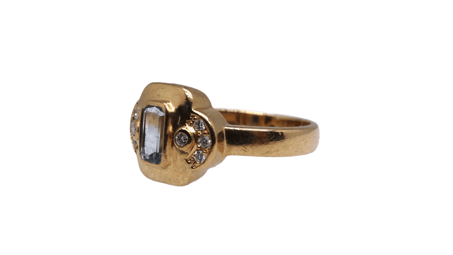 Bague 55 Bague or Aigue Marine et Diamants 58 Facettes 11680