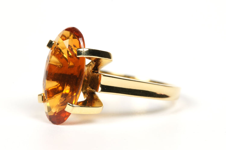 Bague 55 Bague années 70 en or jaune citrine 58 Facettes 21692