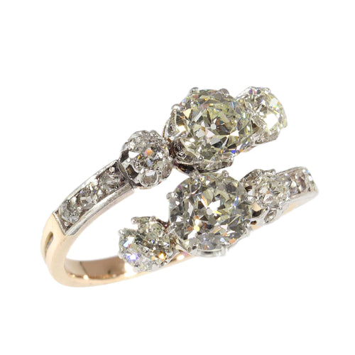 Bague 55 Grandeur impressionnante : bague victorienne Toi et Moi avec diamants de 2,57 ct 58 Facettes 24320-0163