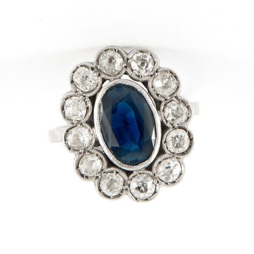 Bague 53.5 Bague Pompadour Saphir Art-Déco 58 Facettes