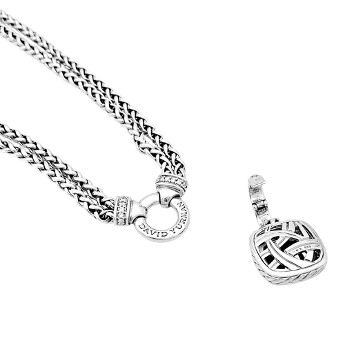 Collier Collier David Yurman, "Grand Albion", argent, hématite, diamants. 58 Facettes 34588