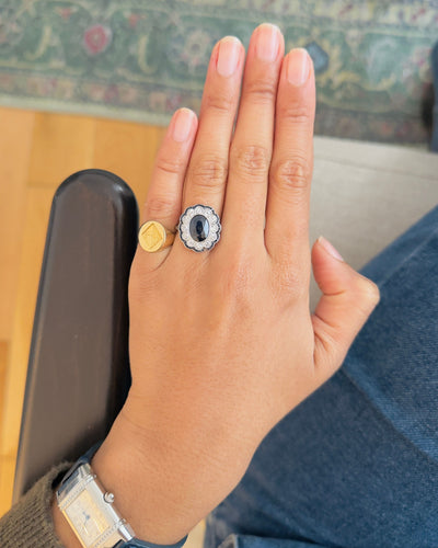 Bague 58 Bague Marguerite en platine saphir et diamants 58 Facettes