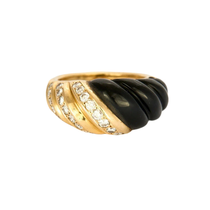 Bague 46 VAN CLEEF & ARPELS - Bague Vintage Onyx Diamants Or Jaune 58 Facettes 32600211