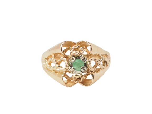 Bague 58 Bague ajourée en or rose et émeraude 58 Facettes 33470