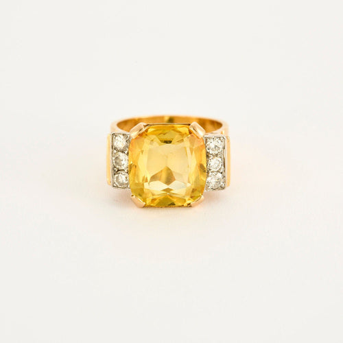 Bague Bague Tank or jaune et blanc saphirs jaune diamants 58 Facettes LP1045/12
