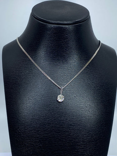 Collier Chaîne et pendentif en or blanc, diamant 0,40 carat 58 Facettes AB633