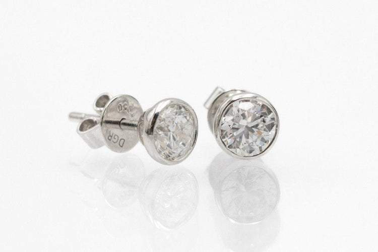 Boucles d'oreilles Platinum earrings with 1.00 ct diamonds, GIA certified 58 Facettes 11581