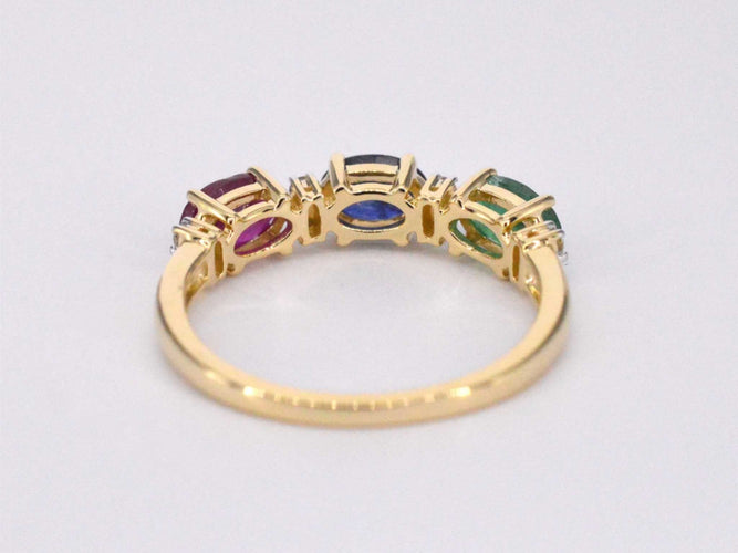 Bague Bague en or avec diamants et saphir, rubis, émeraude 58 Facettes 2129