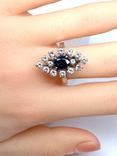 Bague 56 Bague marquise saphir et diamants 58 Facettes AB150