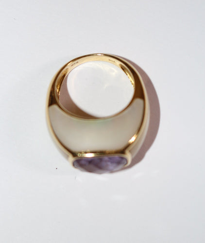 Bague 53 Bague jonc or jaune améthyste entourée de nacre 58 Facettes 588