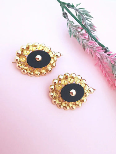 Boucles d'oreilles Boucles d'oreilles Dormeuses anciennes (1940-1950 ) - Onyx noir - Or Jaune 18K 58 Facettes AA 1652