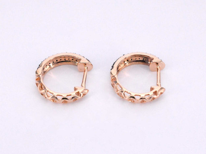 Boucles d'oreilles Boucles d'oreilles en or rose avec diamant noir 58 Facettes 2226