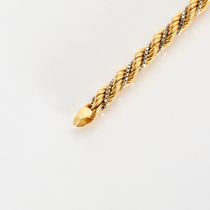 Yellow and white gold alternating link bracelet
