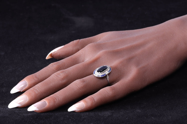 Bague 54 Élégance Art Déco Vintage : Bague Saphir et Diamant au Passé Passionné 58 Facettes 23271-0609