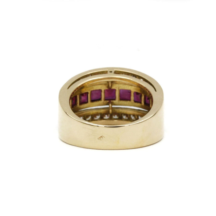 Bague Bague or jaune diamants rubis 58 Facettes 240032SP