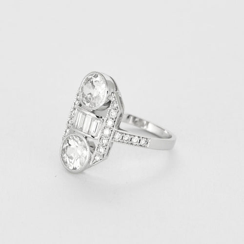 Bague 56 Bague or blanc et diamants 58 Facettes LJ24-161