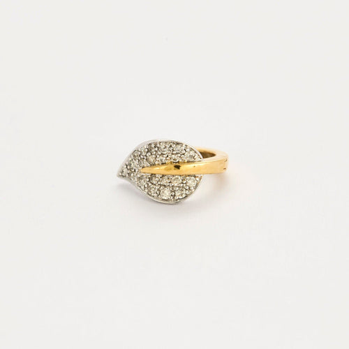 Boucles d'oreilles Demi parure, or jaune et or gris, et diamants 58 Facettes 440/1