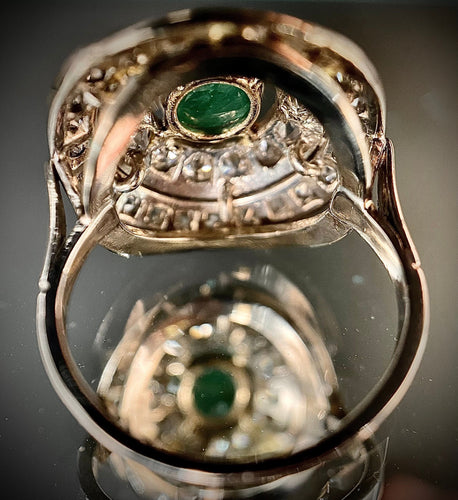 Bague 51 Ancienne bague or blanc, émeraude fin XIXème siècle 58 Facettes
