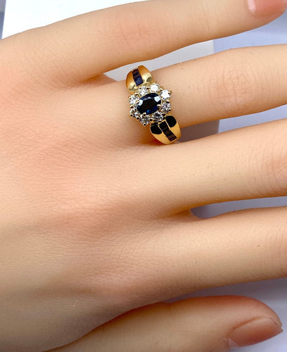 Bague 52 Bague jonc marguerite en or jaune 18 carats en saphirs et diamants 58 Facettes AB573