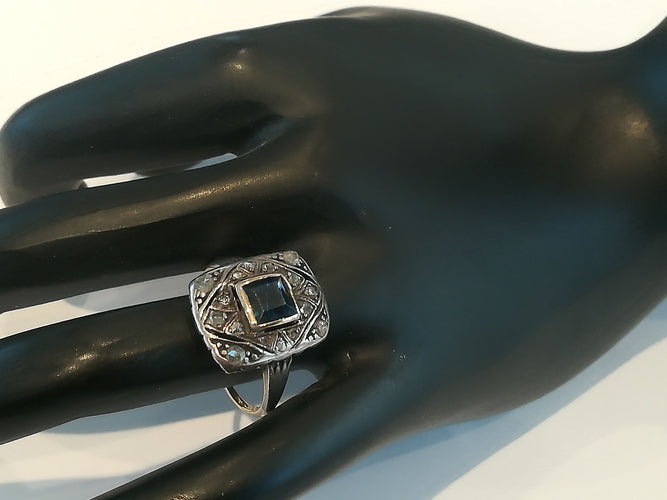 Bague 55 Bague Ancienne Saphir Diamants 58 Facettes