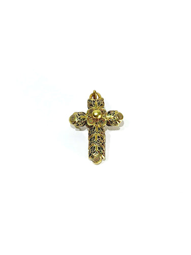 Pendentif Pendentif Croix Filigranée Or Jaune 58 Facettes