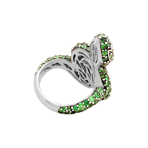 Bague 56 Bague Serpent, or blanc, or noirci, tsavorites et diamants. 58 Facettes 34881