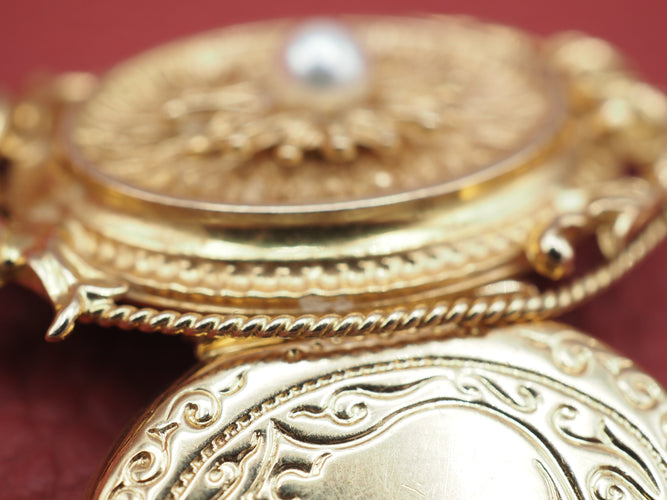 Pendentif Porte photo or 18k perle fine 58 Facettes