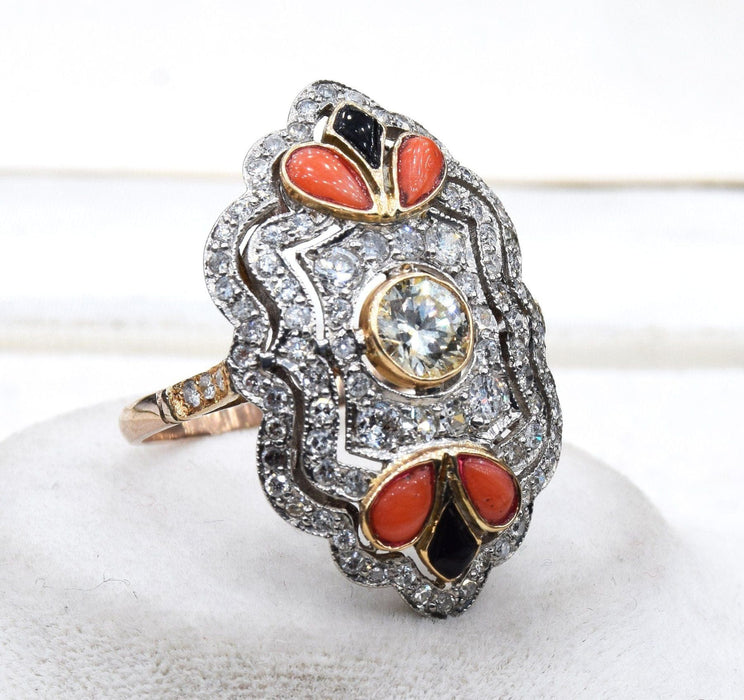 Bague 55 Platinum Ring Diamonds Art Nouveau 58 Facettes