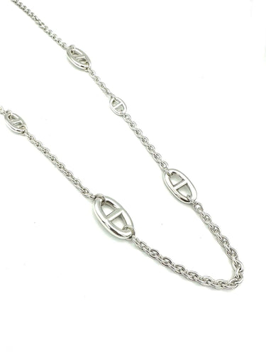 Collier HERMES. Collection "Farandole", sautoir argent 80cm 58 Facettes